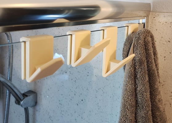 6mm glass door towel hooks - no supports by triplegworkshop tools hook hanging bathroom easy dry hang hd handy shower cloth nosupport wash drying glassdoor 3d print model - Mito3D