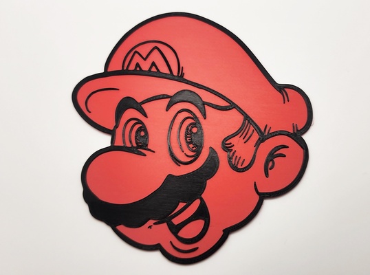 mario head 2 color 1 at a time by triplegworkshop art signs & logos multicolor game video games face bros cartridge kids fun console easy kong 2d scalable donkey luigi smash mustache brothers 3d print model - Mito3D