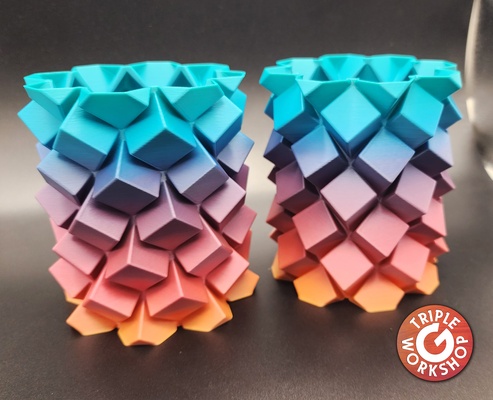 azúcar cubo espiral floreros v2 up remezclado by taller triple arte esculturas florero taza caramelo caddie dulce plumas jarrón beso cajón sastre vasomodeprint 3d print model - Mito3D