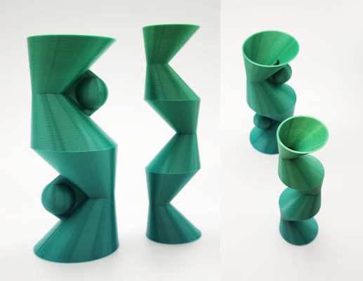 zapfen kugeln spiral vasen by abonnieren kunst skulpturen vase geometrisch geometrie kreis vasemode spiralvase kegel spiralvasemode blumenvase skalierbar kugel winkel vasemodeprinting 3d print model - Mito3D