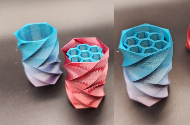altıgen bükülme vazo w bölen katı mod by üçlü atölye ev halkı dekor dekorasyon çiçek sarmal vazemode vazolar spiral vazosu ölçeklenebilir eklemek destek yok vazemodeprinting 3d print model - Mito3D