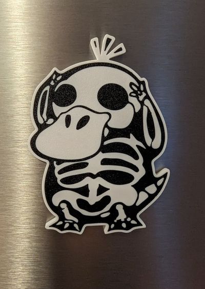 psyduck radiographie squelette aimant by 815 conception art 2d pokémon effrayant canard pikachu charizard halloween 3d print model - Mito3D