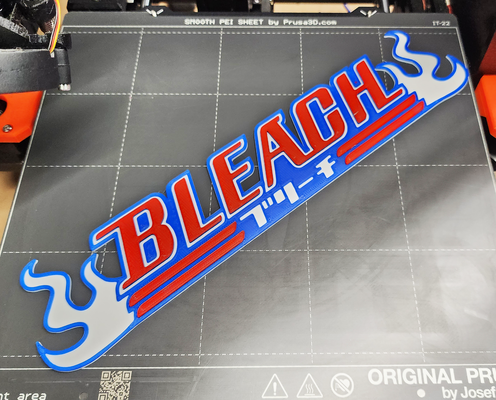 bleach logo 3 colors by triplegworkshop art signs & logos anime manga red blue tv reaper soul title ichigo tybw 3d print model - Mito3D