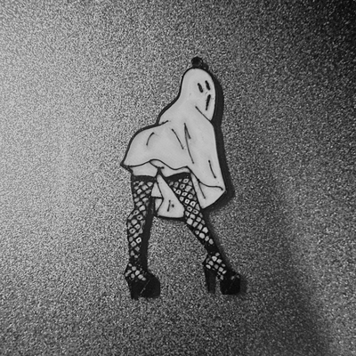 ghost babe keychain by jvos90 art 2d halloween nsfw accessory multi color boo charm 3d print model - Mito3D