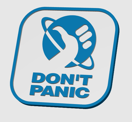 coaster - hitchhiker's guide to galaxy panic by zappelbrox household decor 3d print model - Mito3D