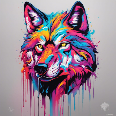 hueforge drippy wolf by paulthwaites art 2d hue forge 3d print model - Mito3D