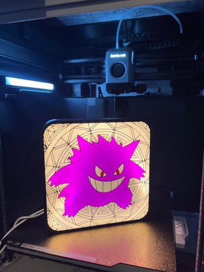 mandala inspired gengar - lightbox by love prints toys & games lineart pokemon light 3d print model - Mito3D