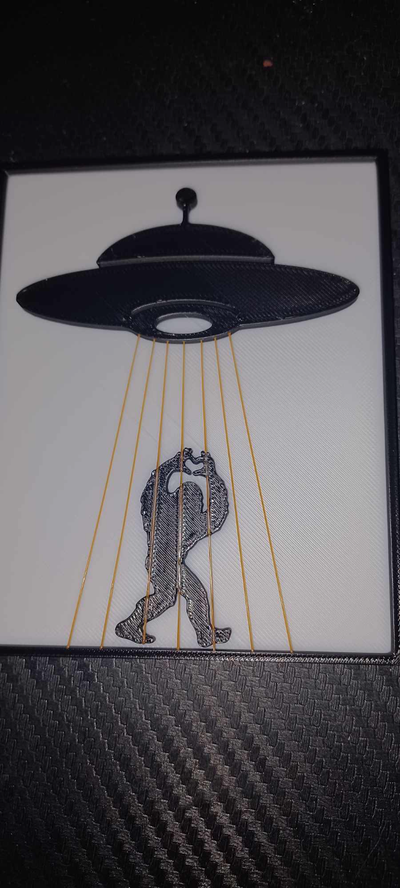 bigfoot alien abduction string art by ssweat models sasquatch extraterrestial aliens spaceship stringart 3d print model - Mito3D