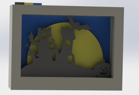 schatten box halloween by mütterlicherseits kunst 2d shadow 2023 3d print model - Mito3D