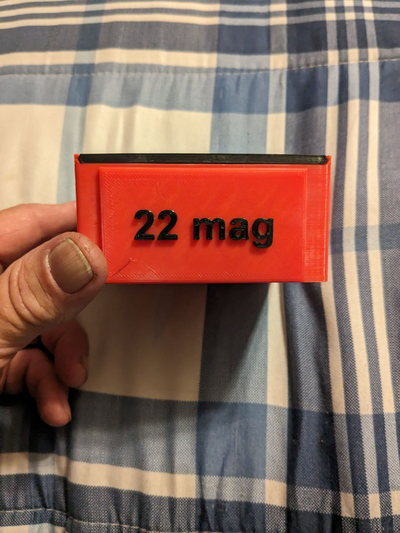 22mag munitions cas gaine by coup pied loisir diy sport air récipient 22magnum 22 magnum mag poubelle boîte munition 3d print model - Mito3D