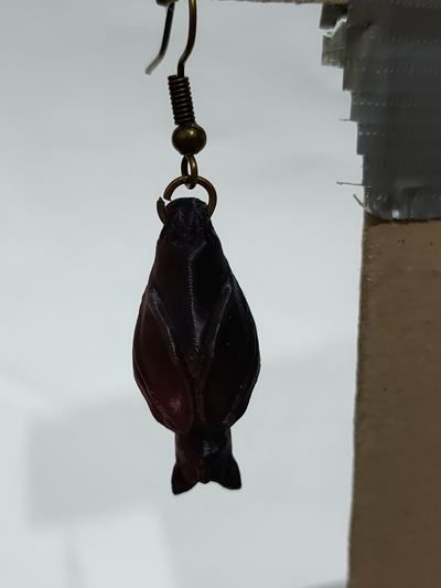 hanging bat earrings by methlonstorm fashion halloween small 3d print model - Mito3D