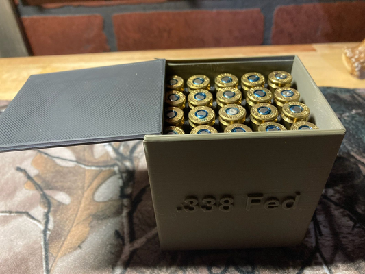 338 federal ammo case by kickin hobby & diy sport outdoors box 338fed 338federal 3d print model - Mito3D