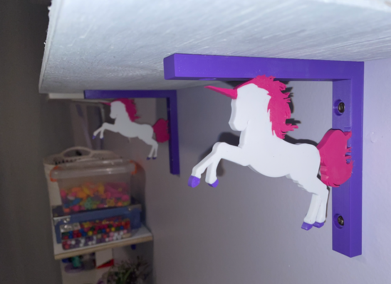 unicorn shelf bracket remixed by jaceheartdesigns household decor shelfbracket color 3d print model - Mito3D