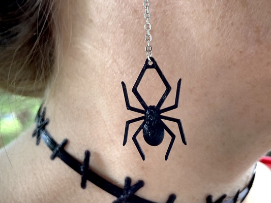 spider dangle earrings by penolopybulnick fashion halloween earring jewelry tpu 3d print model - Mito3D