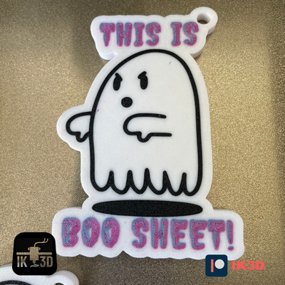 boo sheet funny ghost decor by ik3digital art 2d halloween decoration cute joke thumbs bullshit adorable spooky 3d print model - Mito3D