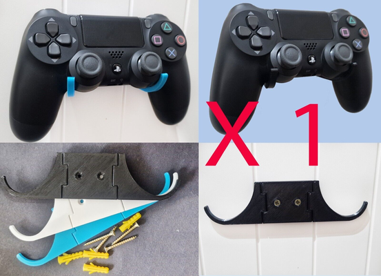 fold-flat wall mount controller holder playstation 4 5 ps4 ps5 by ice3dprints toys & games ps5controller ps4controller 3d print model - Mito3D