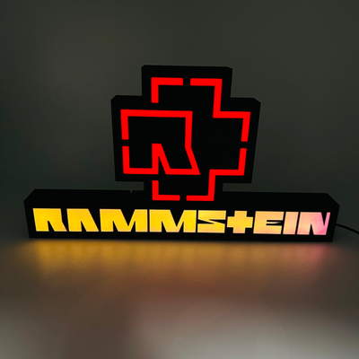 rammstein logo guidato by smart3d gabriel gomes domestico arredamento scatola lampada kit luce luminaria musica 3d print model - Mito3D