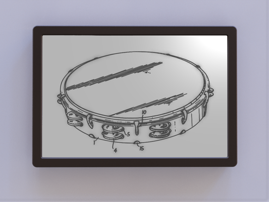 tambourine patent art by ken mills 2d wallart 3d print model - Mito3D