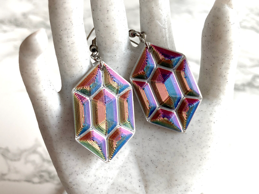 rupee faceted earrings by penolopybulnick fashion jewelry zelda rainbow tinkercad 3d print model - Mito3D
