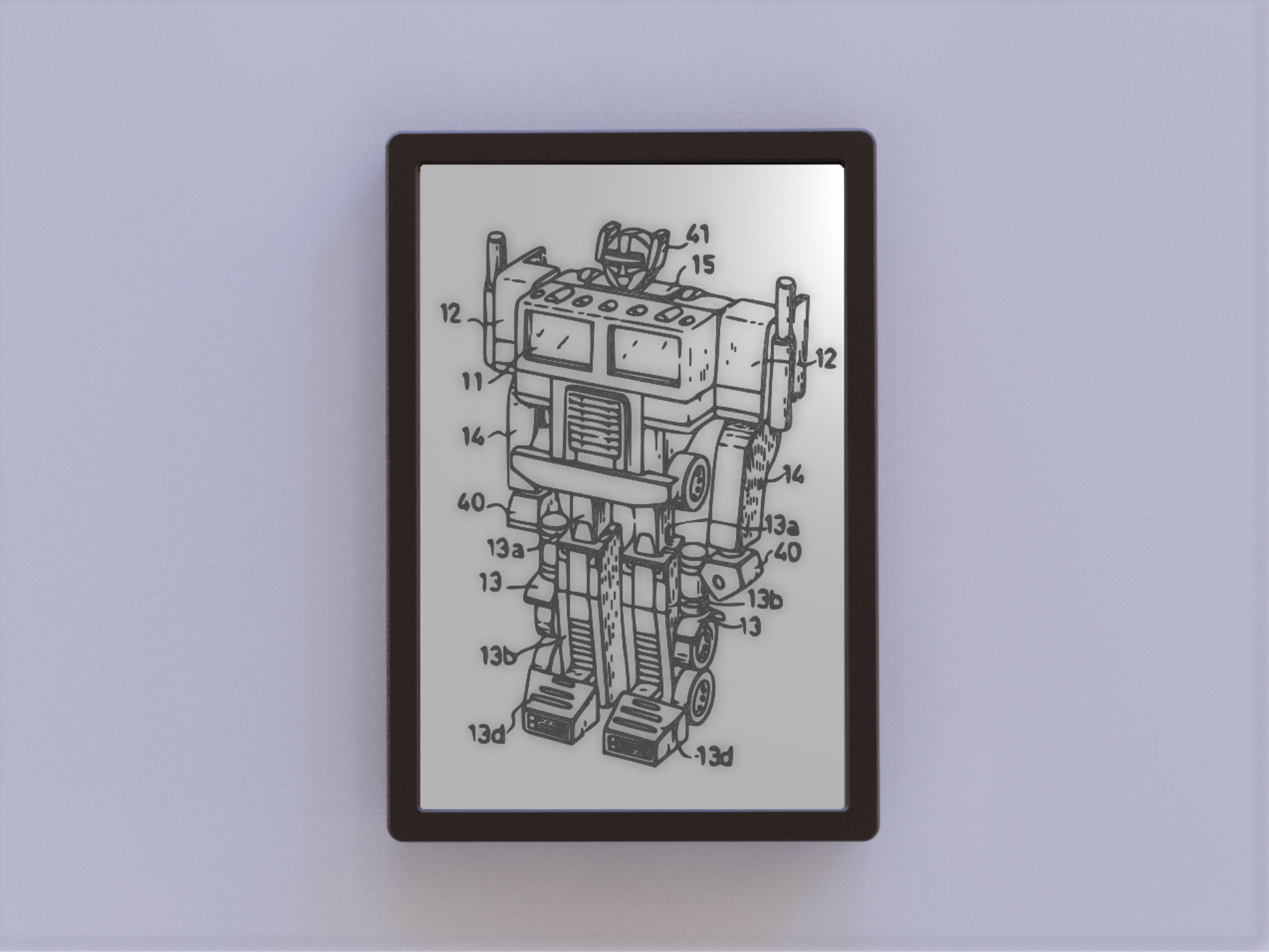 trasformatori optimus brevetto arte by ken mulini 2d giocattolo 3D print model - Mito3D