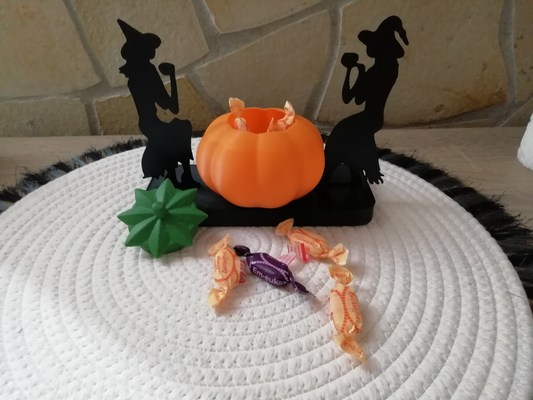 halloween pumpkin candy holder witch-1 witch-2 by tiger-125 3d printer parts 3d print model - Mito3D