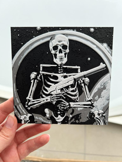 space skeleton - hueforge by hanuto98 art 2d wall 3dprint 3d print model - Mito3D