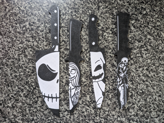 nightmare christmas horror knife set knives by cruse2382 art 2d halloween 3d print model - Mito3D