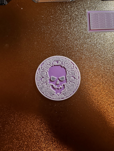 cranio halloween moneta by dinozzo28 arte distintivi 2023 design 3d print model - Mito3D