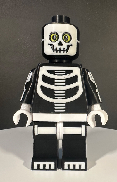 lego skeletonguy ams friendly version by tsmakers toys & games characters halloween spooky skeleton man guy tsmakers multicolour multicolor articulated poseable 3d print model - Mito3D