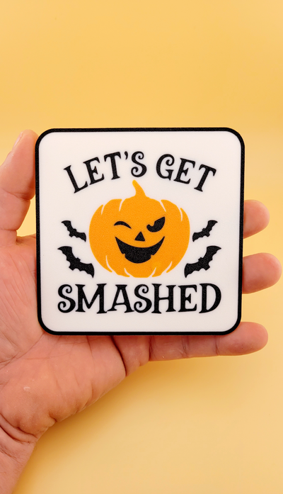 smashed pumkin coaster by deepsouth3dprints art 2d halloween 2023 bats bat funny spooky scary ghost haunted monster beer 3d print model - Mito3D