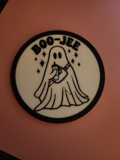 boojee coaster by picture it household house models boo-jee ghost halloween boujee boojie 3d print model - Mito3D