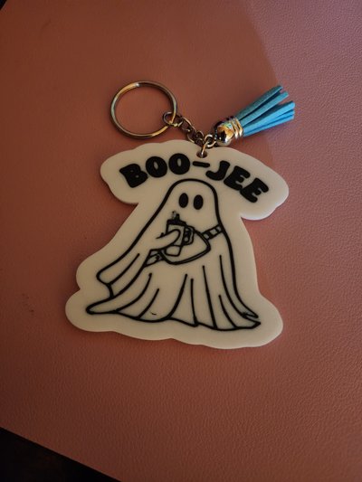 boo-jee ghost keychain by picture it fashion models boojee boujee boojie key chain halloween 3d print model - Mito3D