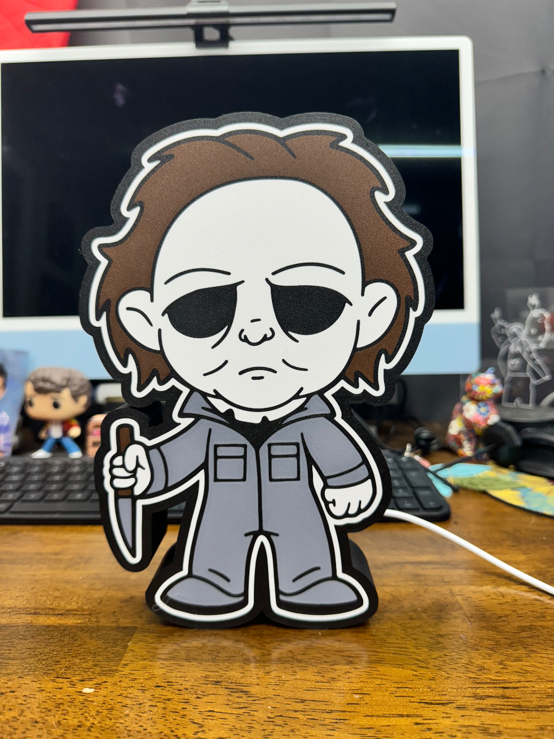 michael myers led ışık kutu cadılar bayramı 3d basılı by sakallı baba tasarım sanat işaretler logolar kâbus korkutucu ürpertici 3D print model - Mito3D