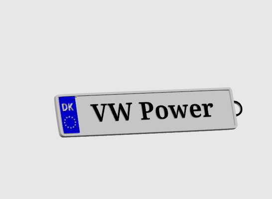 vw power numberplate keychain by dinozzo28 art signs & logos number plate 3d print model - Mito3D