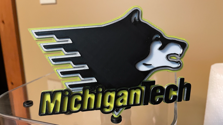 michigan tech logo by futuro ingegnere arte segni loghi uomo husky huskys pianoforte cane 3d print model - Mito3D