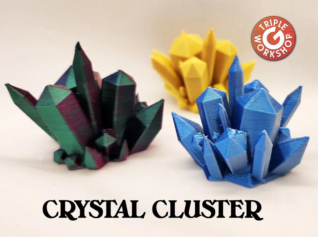 crystal cluster by triplegworkshop miniatures nosupport gaming table tabletop miniature dnd dndminiature crystals mini mineral structure scalable minerals crystalcluster model cave diamond salt natural sharp realism barrier 3D print model - Mito3D