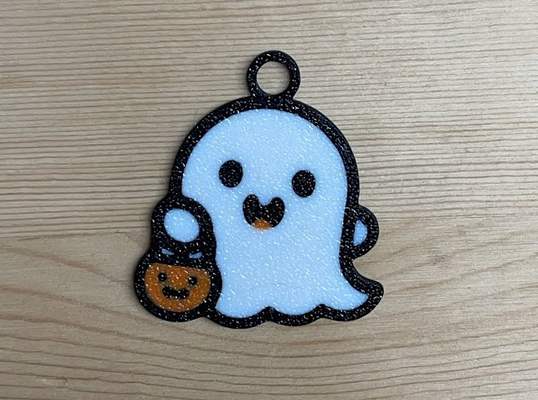 cute halloween ghost trick or treating keychain garland by fang sterling art 2d 2023 trickortreat treat 3d print model - Mito3D