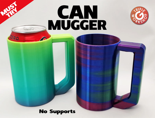 can mugger - insulated drinking in style by triplegworkshop tools gadgets youtube nosupport nosupports nosupportneeded nosupportsneeded beverage cold cozy cancoozie cancozie insulation soda beer ada disability accessability accessibility hands holder cup simple party gift handy easy handle nonslip scalable fits cans 3d print model - Mito3D
