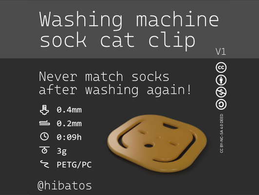 sock cat clip washing machine by hibatos tools organizers organizer wash washer washingmachine compliant quick cute family organize 3d print model - Mito3D