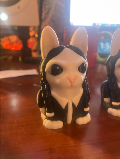 bunny wednesday remixed by knowkontrol toys & games characters addams halloween 3d print model - Mito3D