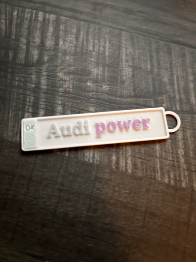 audi power numberplate keychain by dinozzo28 art signs & logos key chain number plate audicar 3d print model - Mito3D