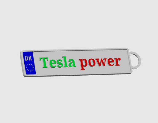 tesla numberplate keychain by dinozzo28 art signs & logos number plate 3d print model - Mito3D
