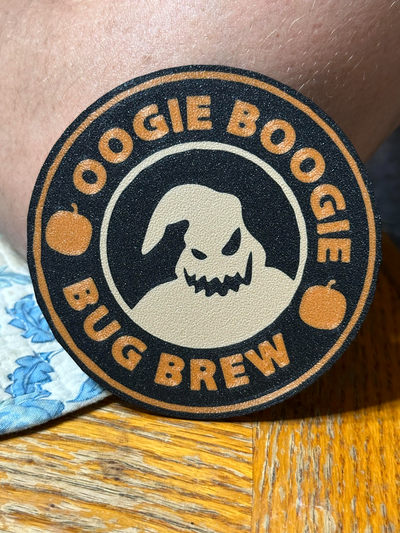 oogie boogie bug brew coffee coaster by hlrcreations household decor wine pop water beer nightmare christmas halloween p1p p1s x1c 3d print model - Mito3D