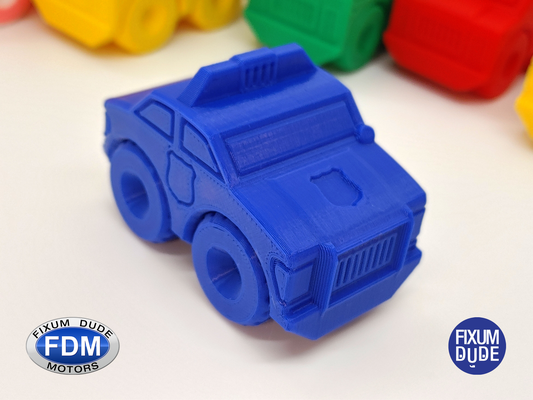 fijado tipo motores impresión in sitio policía coche vehiculo by arreglar juguetes juegos juguete vehículo vehiculos imprimirenplacecar articulado 3d print model - Mito3D