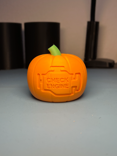 check engine pumpkin by zp shop household decor pumkin halloween scary spooky 3d print model - Mito3D
