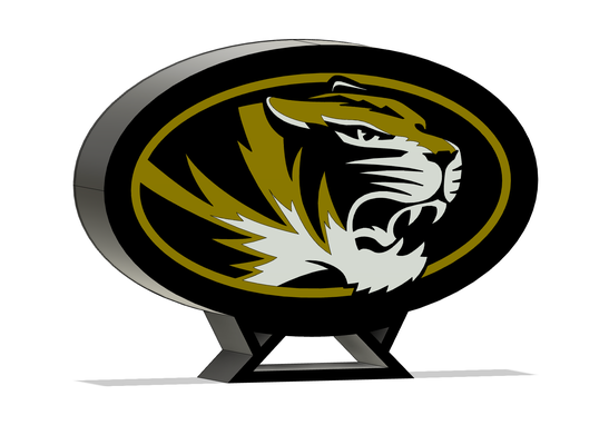 mizzou tigres logotipo conduziu caixa luz futebol basquetebol by m3553x casa decoração ncaa faculdade missouri 3d print model - Mito3D