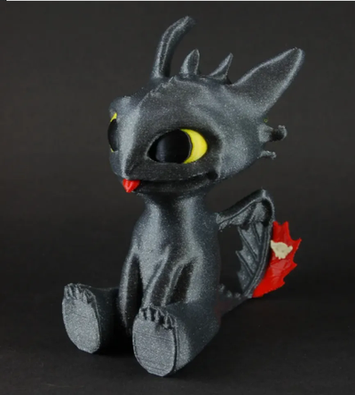 toothless colored version remixed by prop maker miniatures animals a1 ams action figure animal dragon drake cool 3d print model - Mito3D