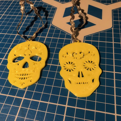 sugar skulls mr mrs day of dead tree decorations halloween or earrings by brithawkes household festivities 2023 earring decoration functional easy 3d print model - Mito3D