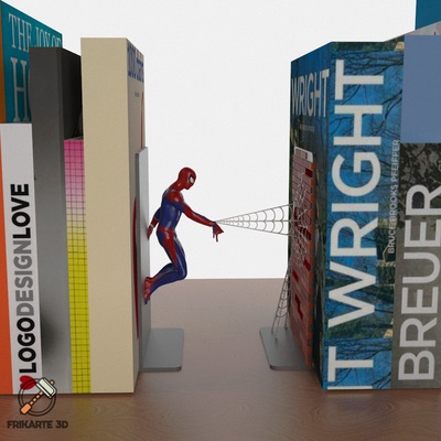 spider-man web-shooting bookends by frikarte3d household decor wall marvel spiderman web books marvelbookends spidermanbookend marvelspiderman 3d print model - Mito3D