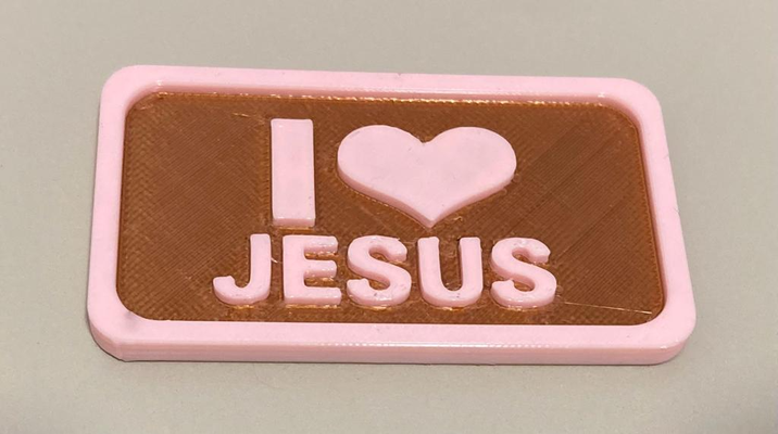 i love jesus plaque key chain by devil art signs & logos gift keychain 3d print model - Mito3D